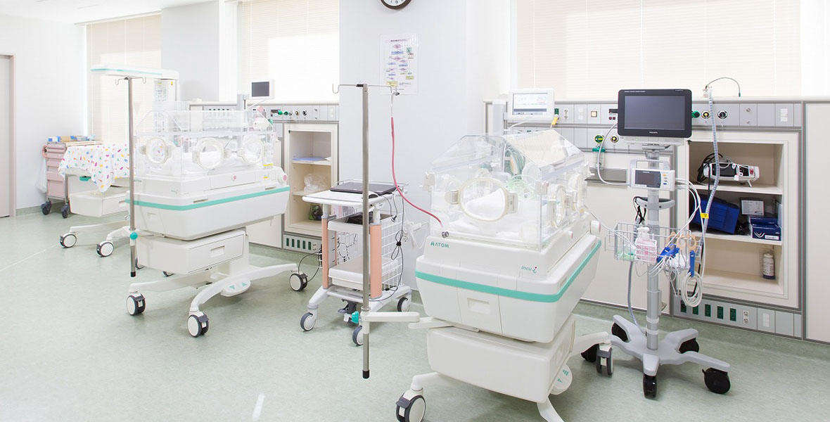 新館4階NICU（Neonatal Intersive Care Unit：新生児集中治療室）